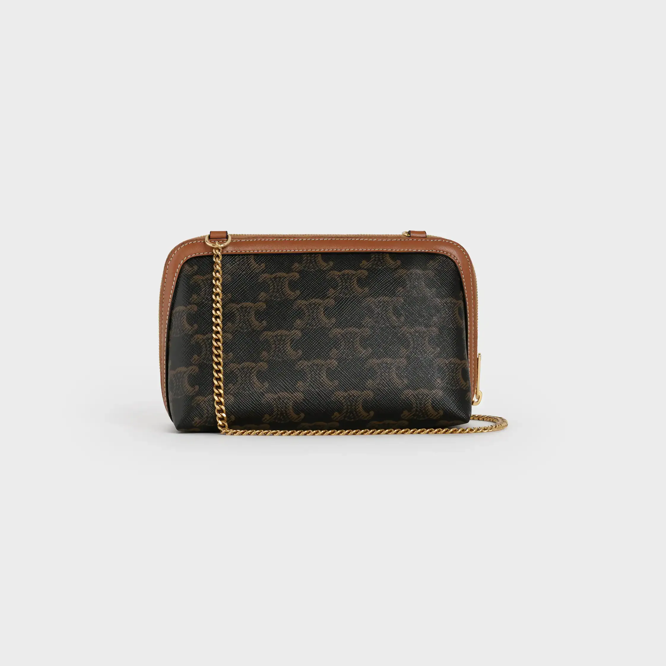 Clutch på kedja IN Triomphe tyg och lambskin