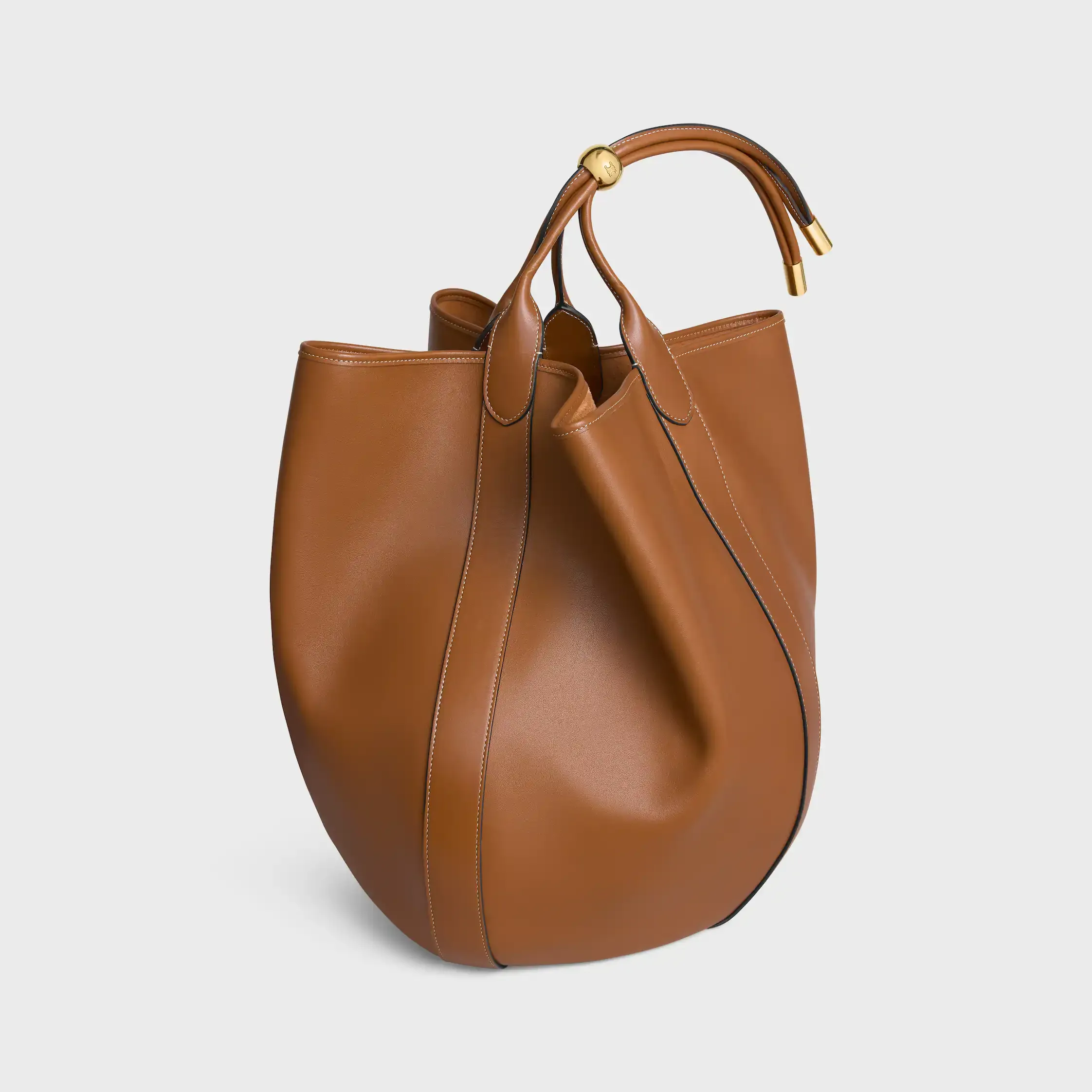 STOR DROP BUCKET-BAK I MÖRK SMOOTH KALVSKIN