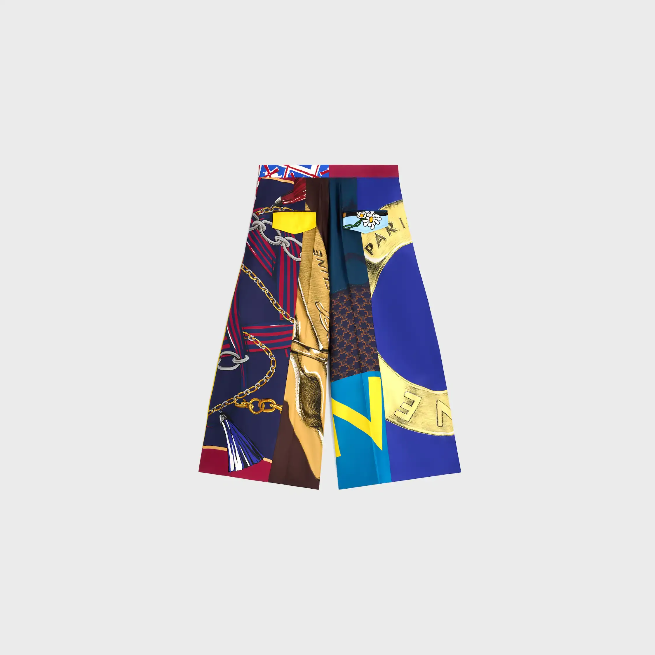 kortade byxor i siden twill