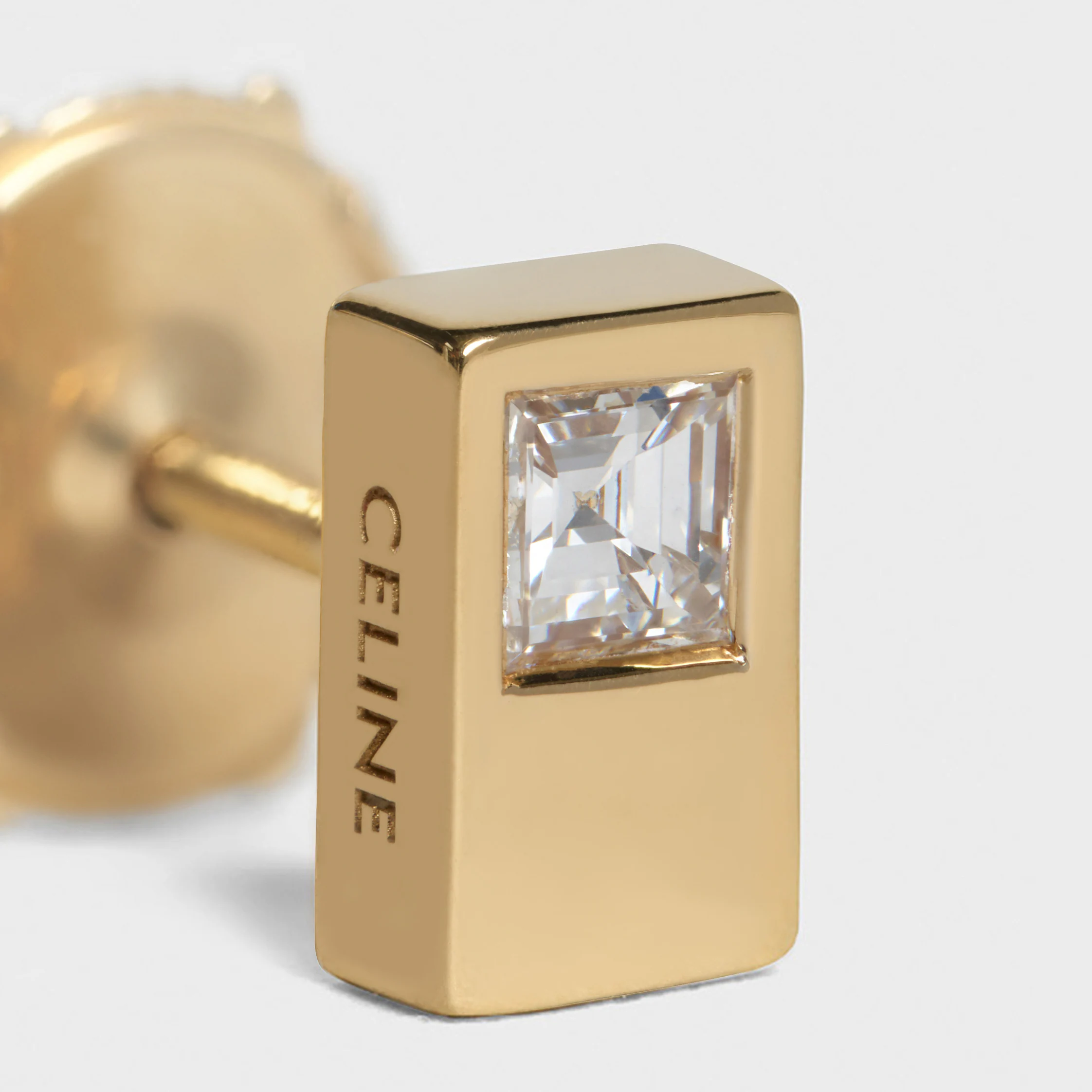 Celine sentimentell dubbel kvadratisk kula i guld och diamant