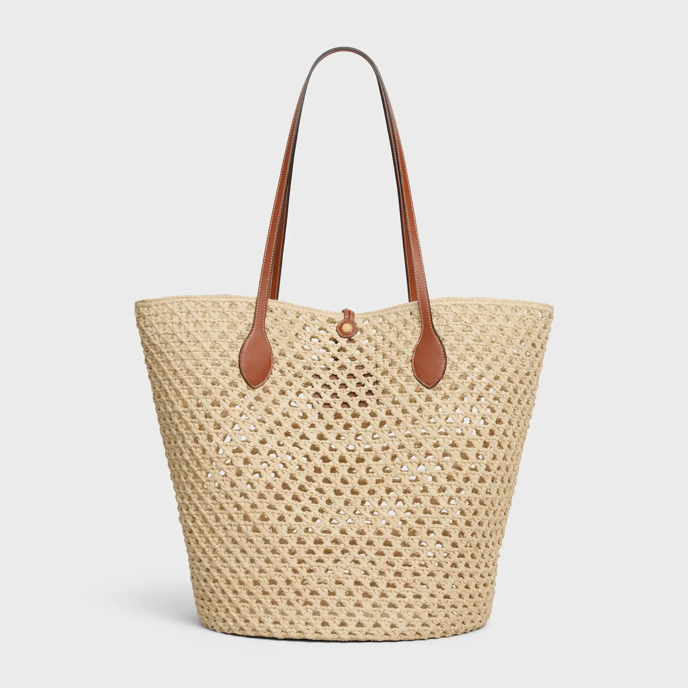 BUCKET TRIOMPHE BEADS BASKET I RAFIA OCH KALVSKIN
