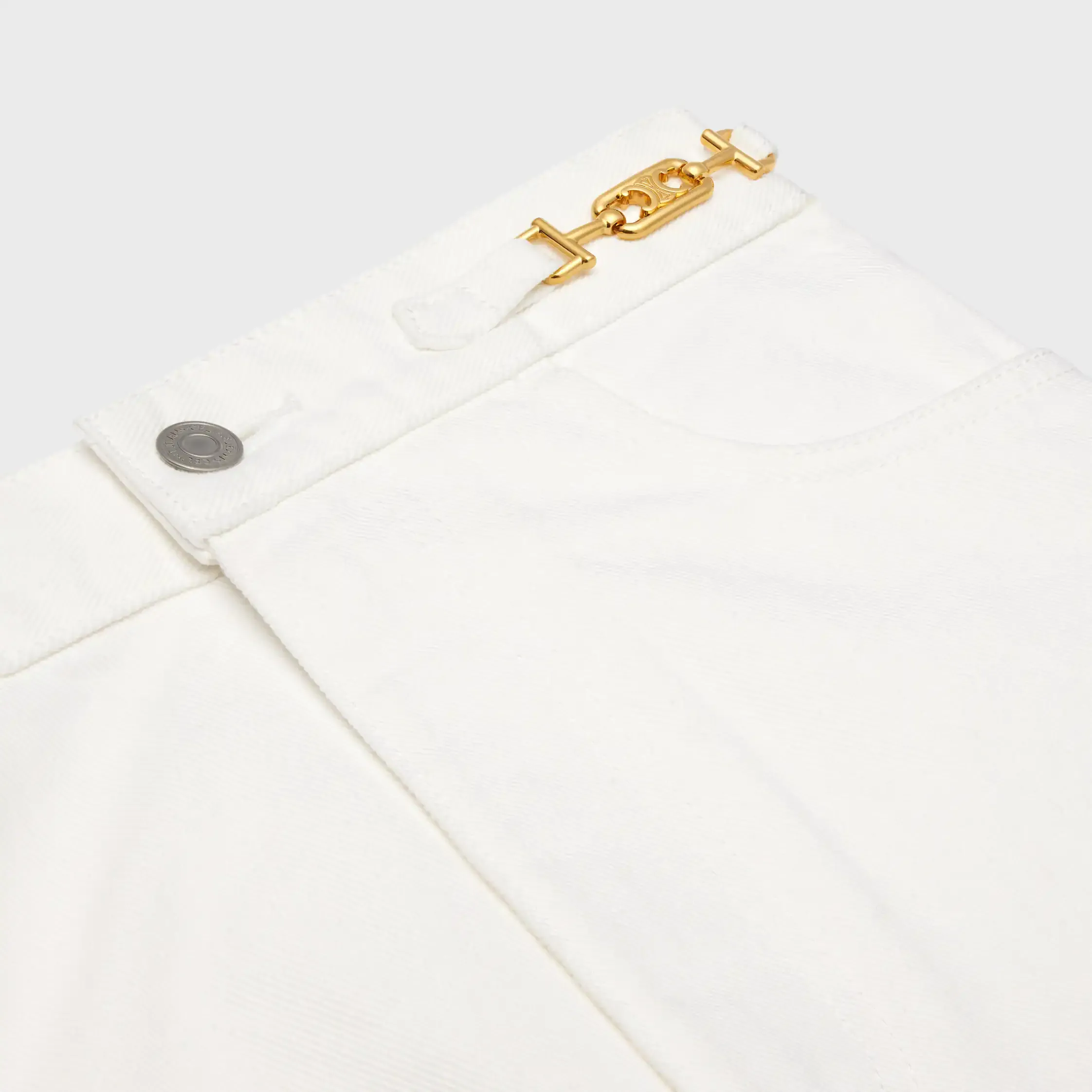 Jane-bukade jeans i optisk vitvåd denim