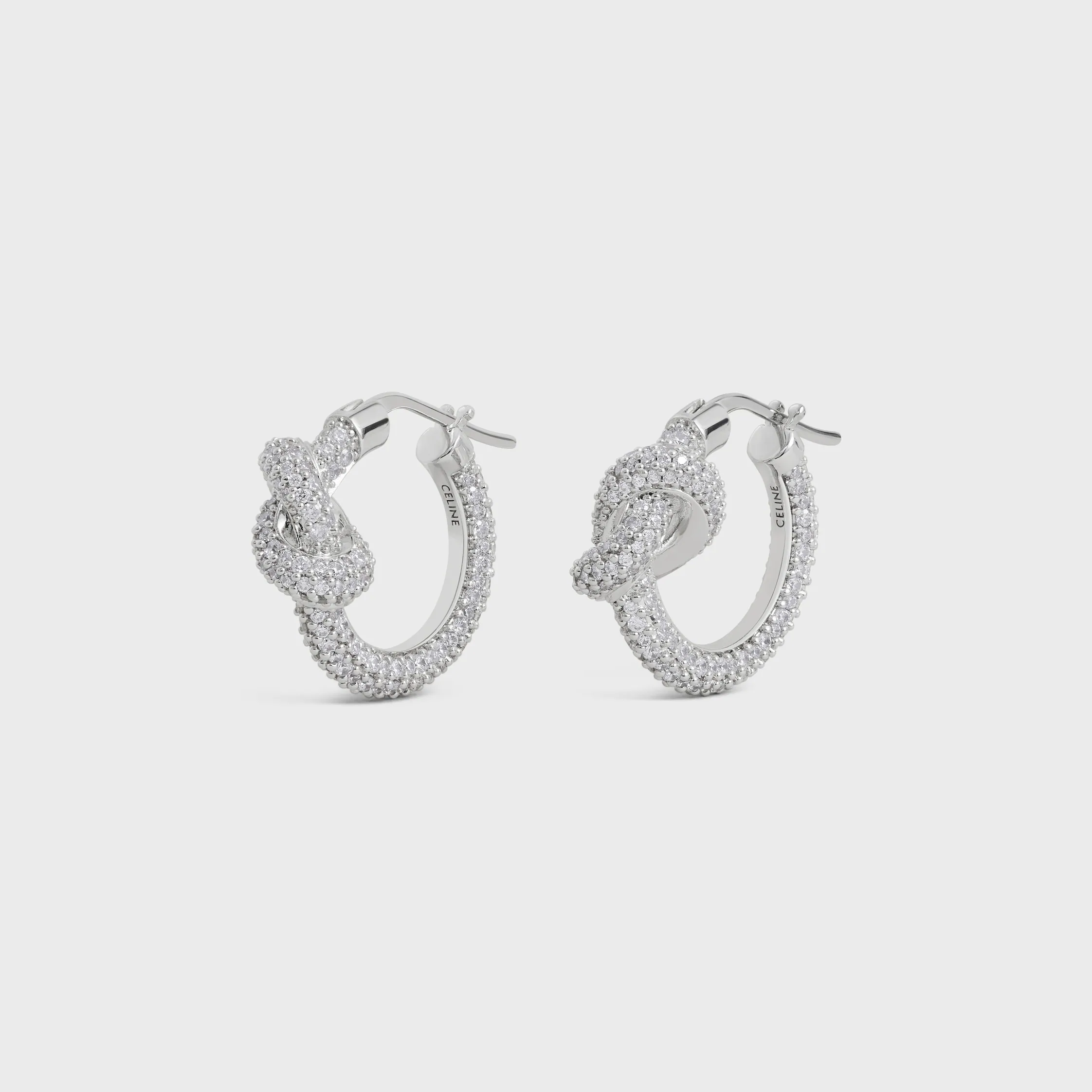 Knot Sparkle-öronbehållare i strass och blankbrons med rhodierad beläggning