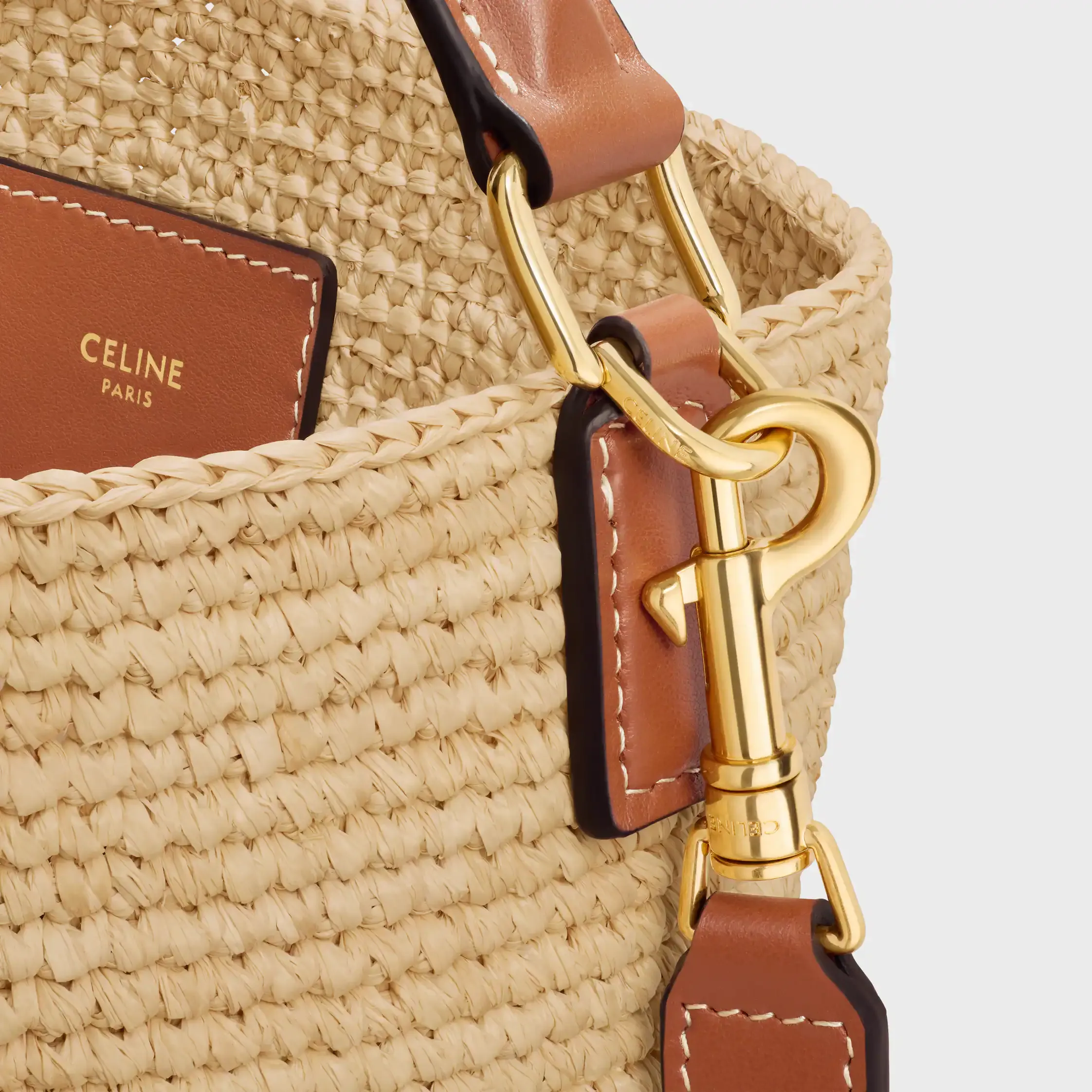 MEDELSTOR LOUISE BUCKET I RAFFIA OCH KALFSLÄDER