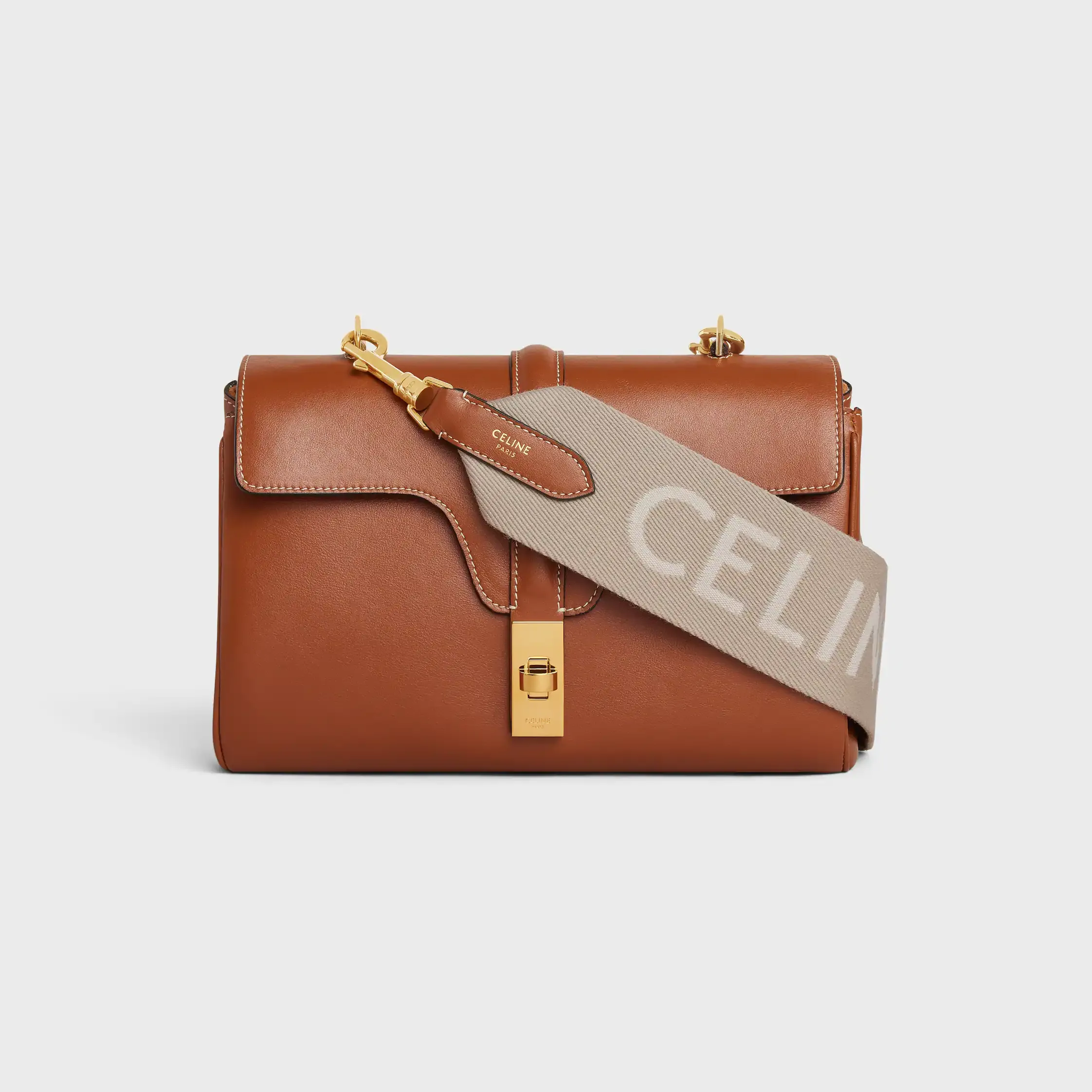 Lång rem i ull med Celine-jacquard