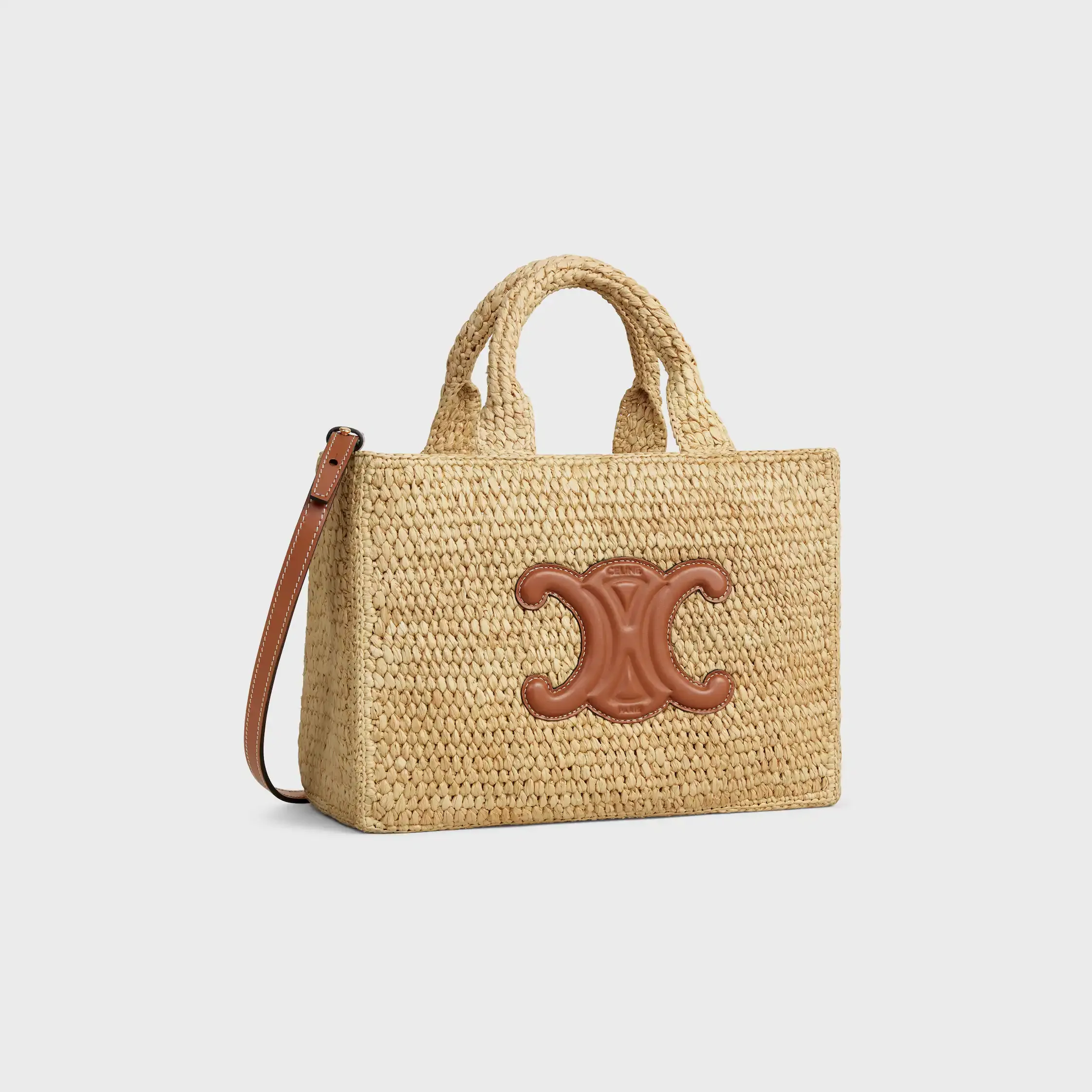 SMALL CABAS THAIS I RAFFIA OCH KALVSKIN