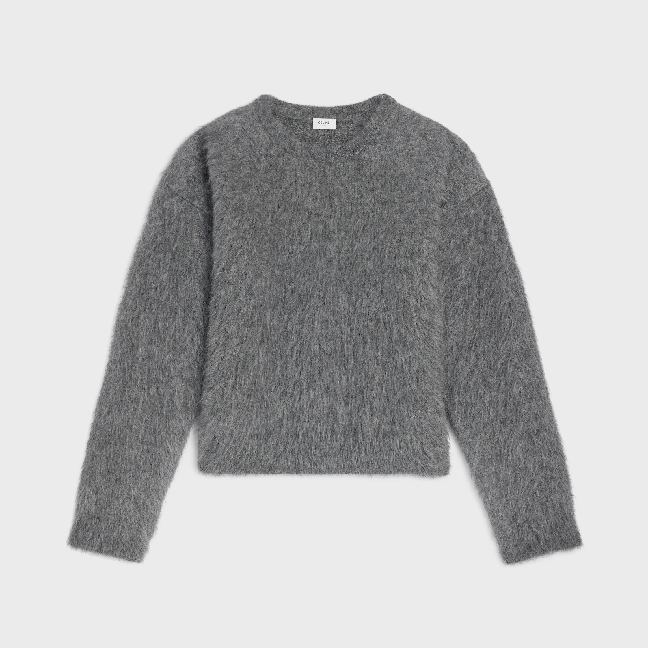 tröja med halsöppning i borstad mohair