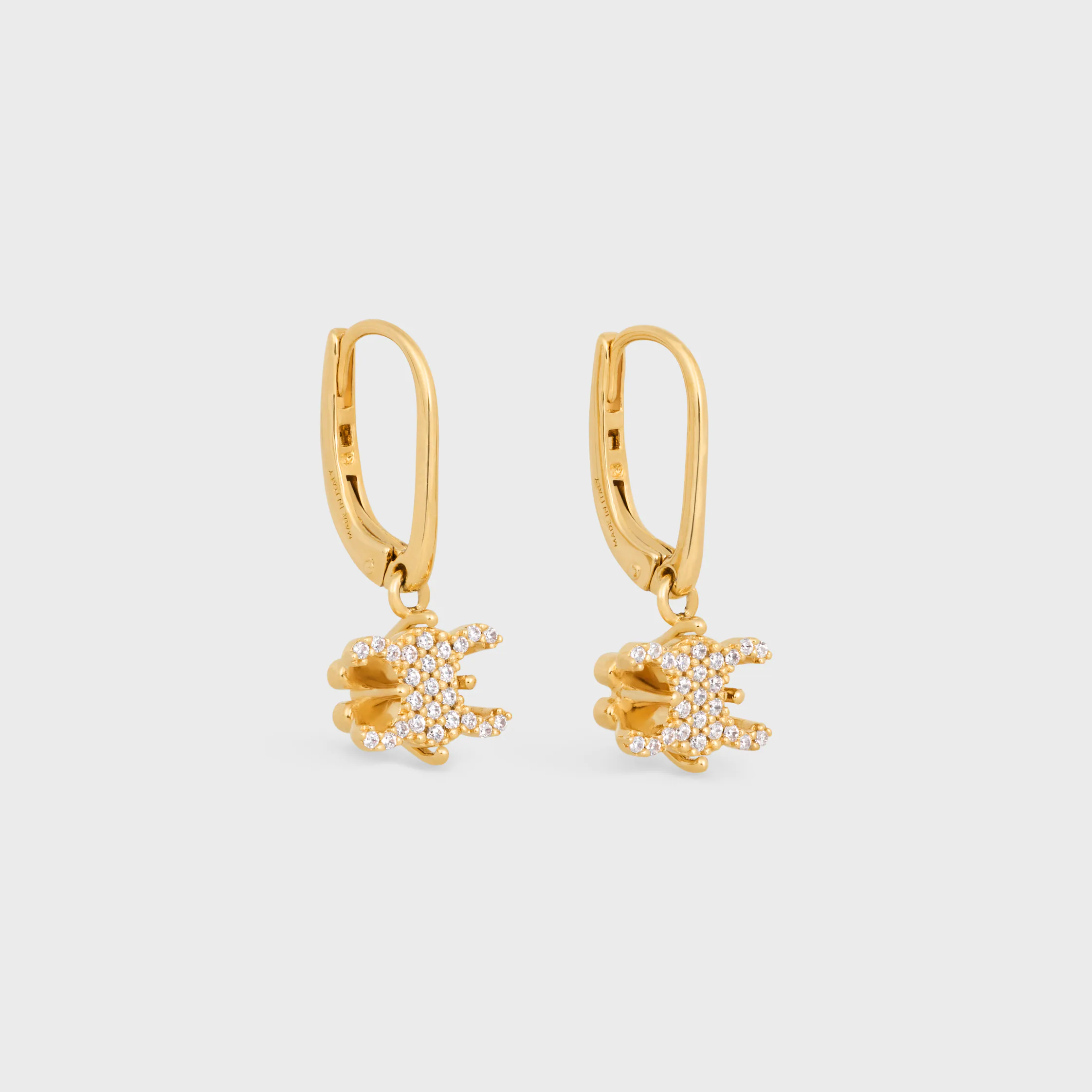 Triomphe Solitaire Sparkle-öronbehållare i strass och blyfri messing med gyllene beläggning