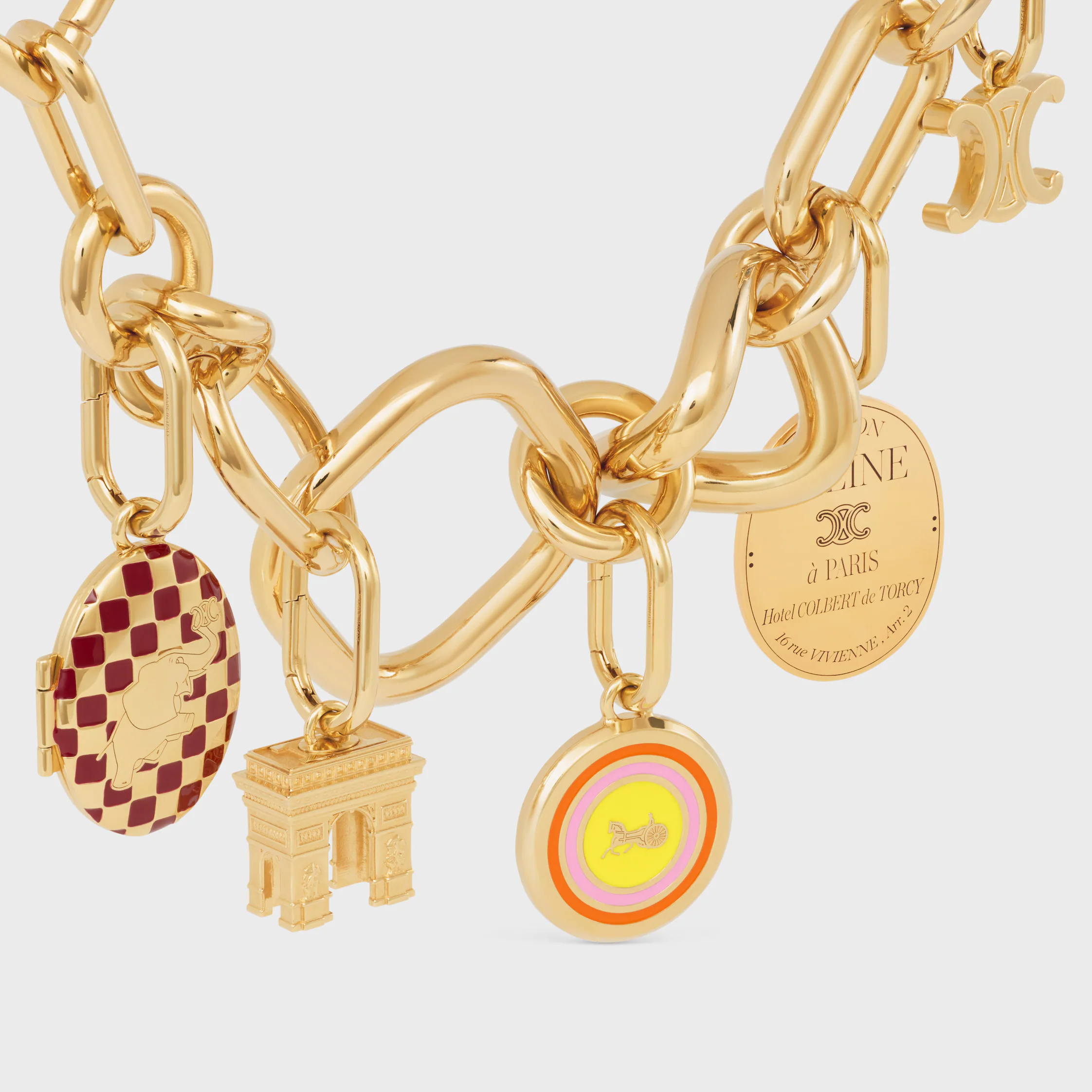 CHARMS SULKY MEDAL I EMALJ OCH BRONS MED GULDYTA