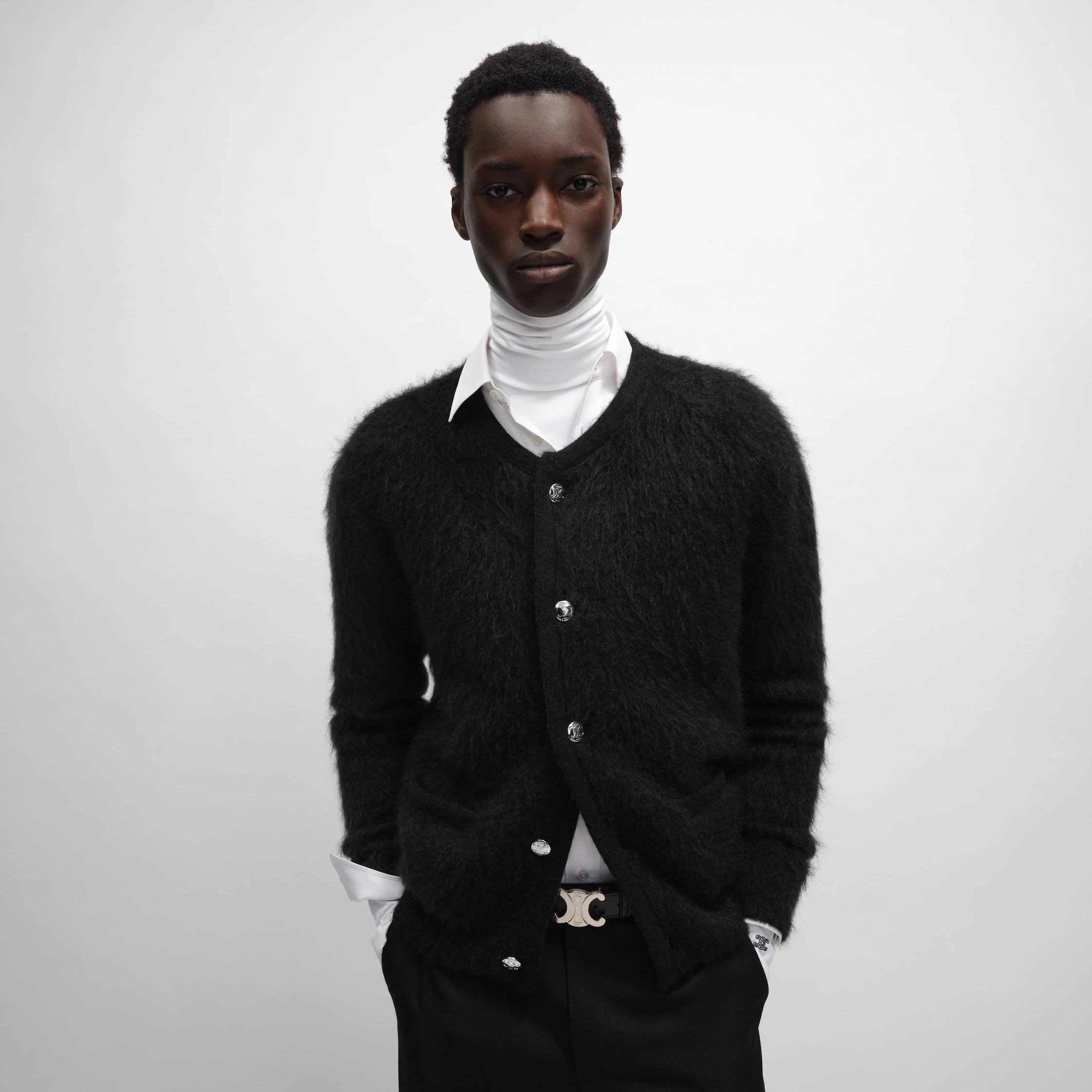 cardigan IN borstet mohair