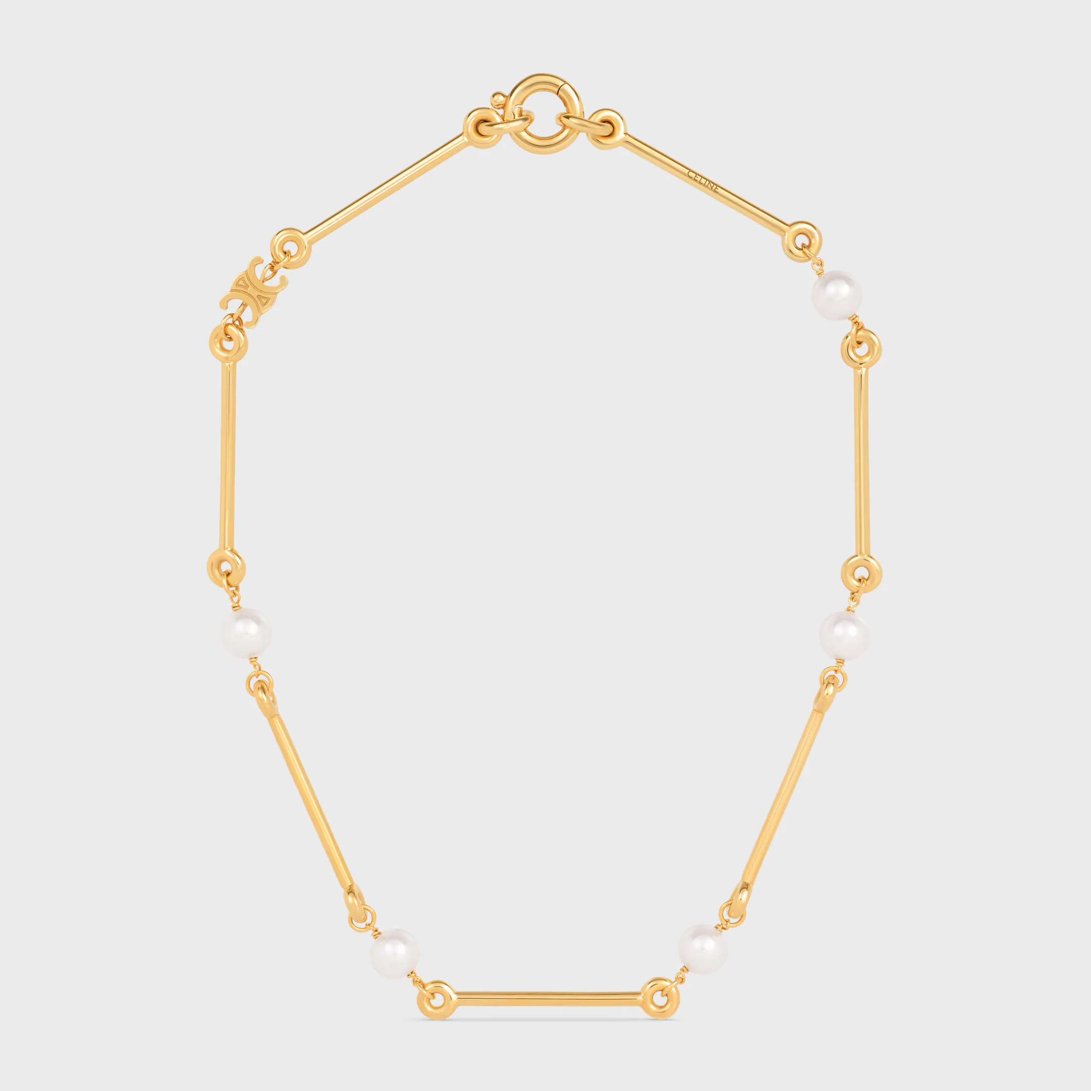 Les Perles Celine rakt halsband i resinperlor och messing med gyllene beläggning