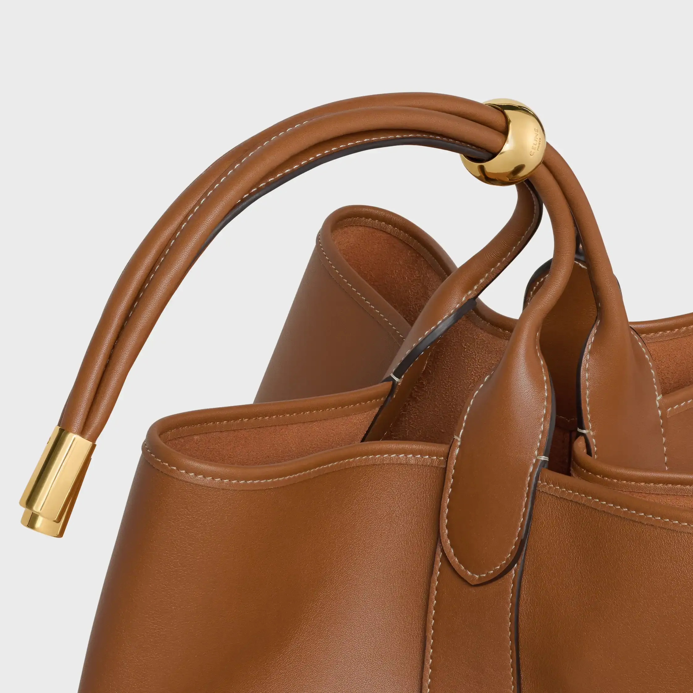STOR DROP BUCKET-BAK I MÖRK SMOOTH KALVSKIN