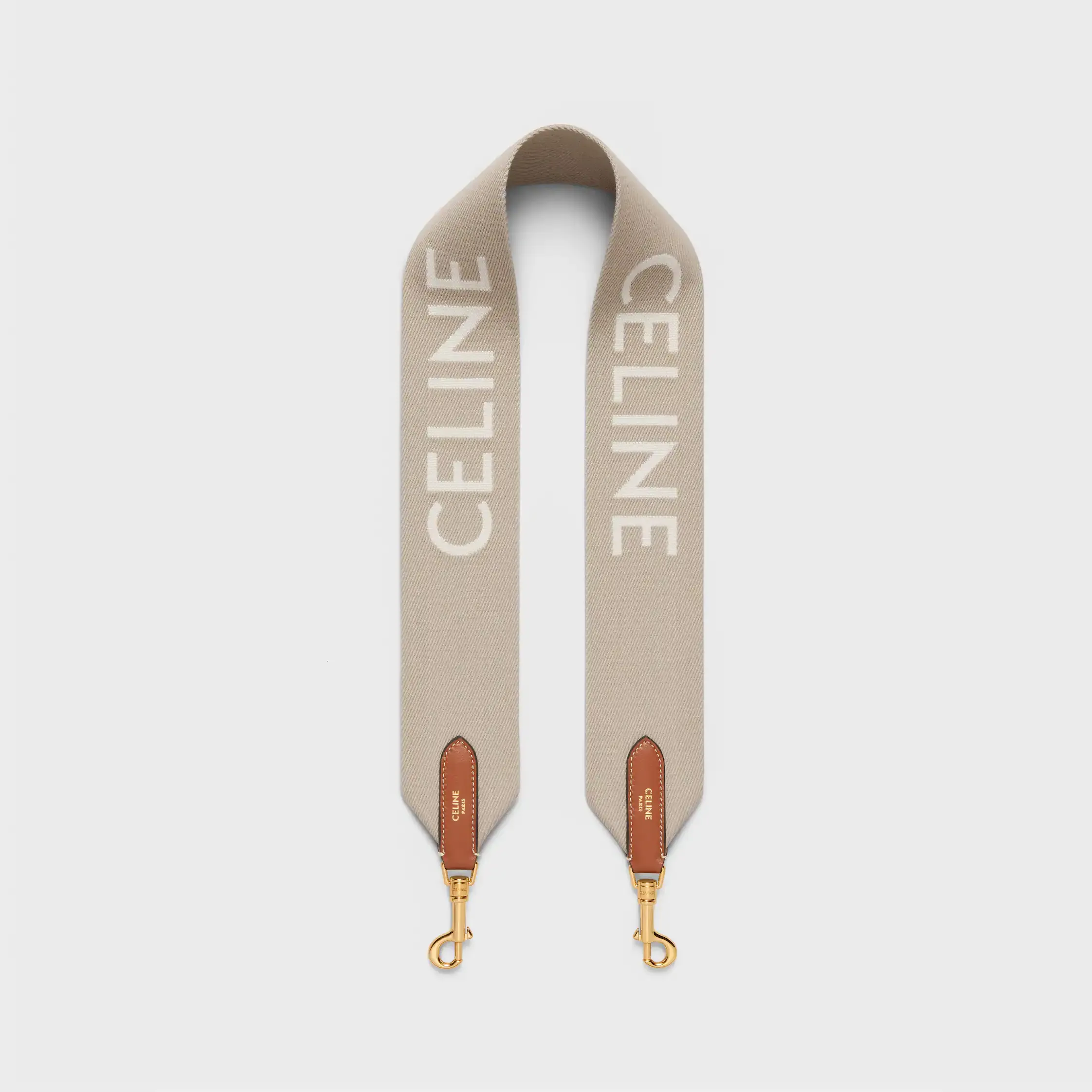 Kort rem i ull med Celine-jacquard med guldslip