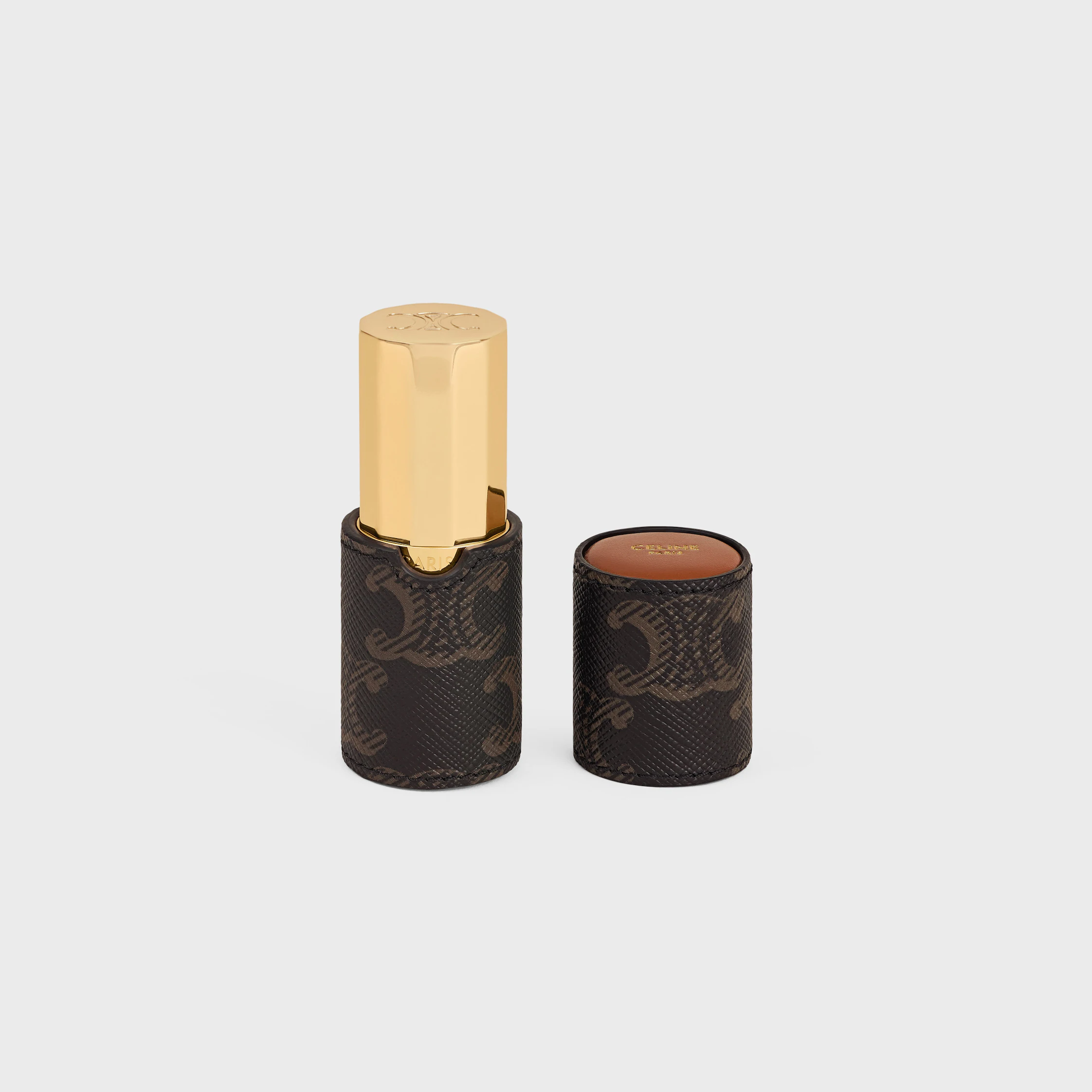 LIPSTICKHÅLLARE I TRIOMPHE-TEXTIL OCH KALFSLÄDER