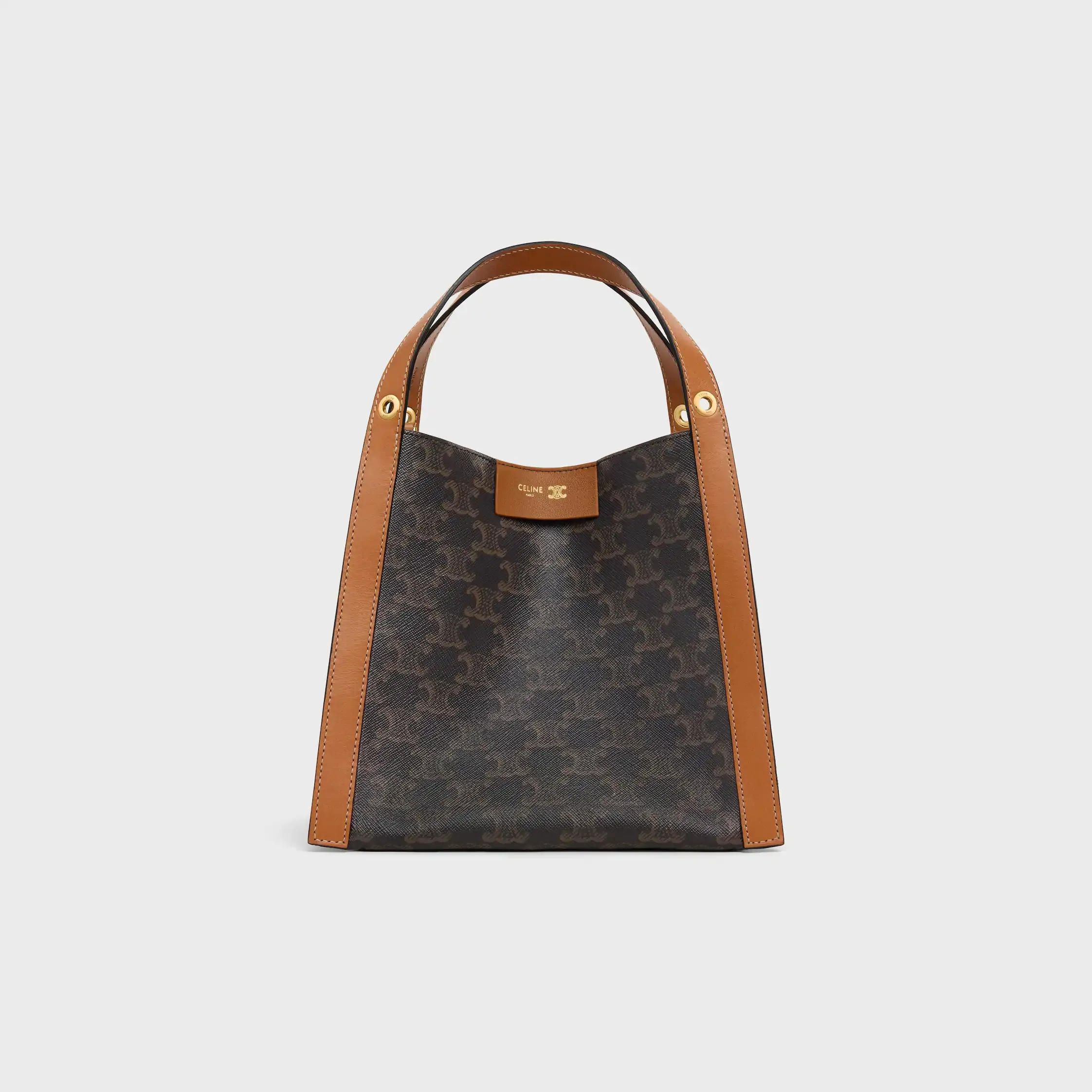 SMALL CUBE BAG I TRIOMPHE-TEXTIL OCH NATURLIG KALFSLÄDER