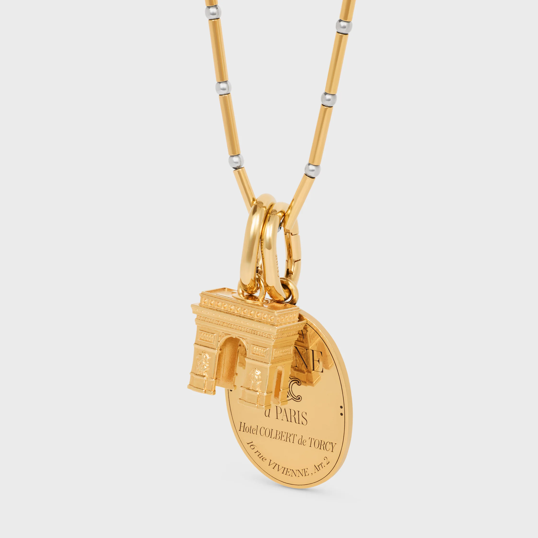 CHARMS-LÅNG HALSLED I BRONS MED GULD OCH RHODIUMSLAG