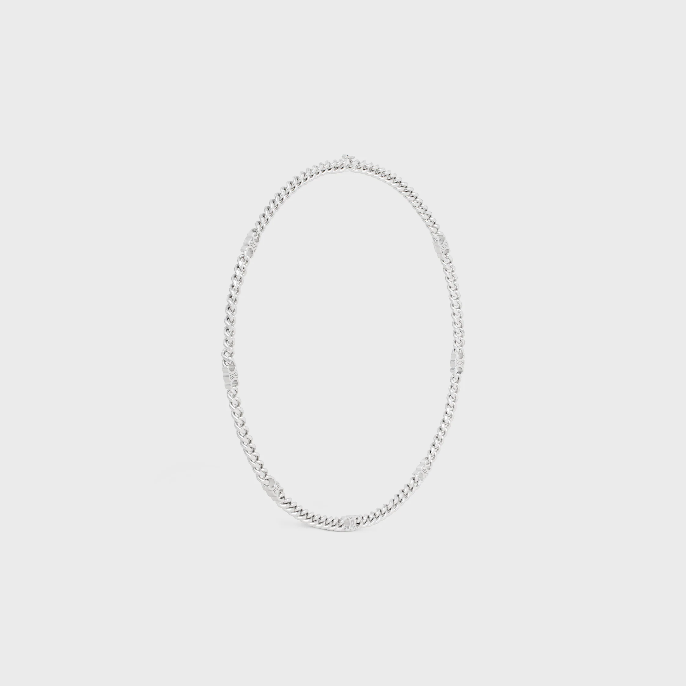 Triomphe liten gourmette-halsband i blankbrons med rhodierad släp