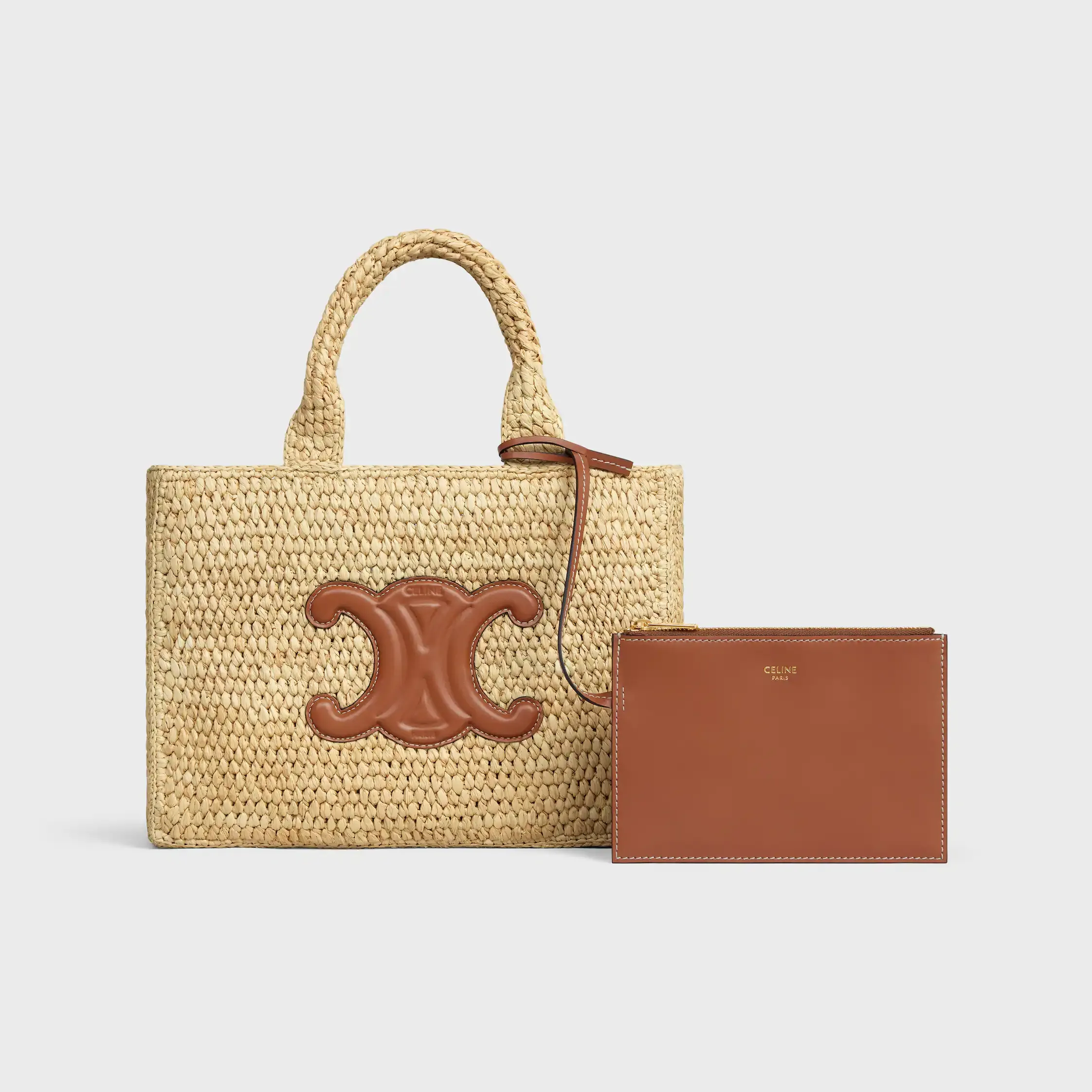 SMALL CABAS THAIS I RAFFIA OCH KALVSKIN