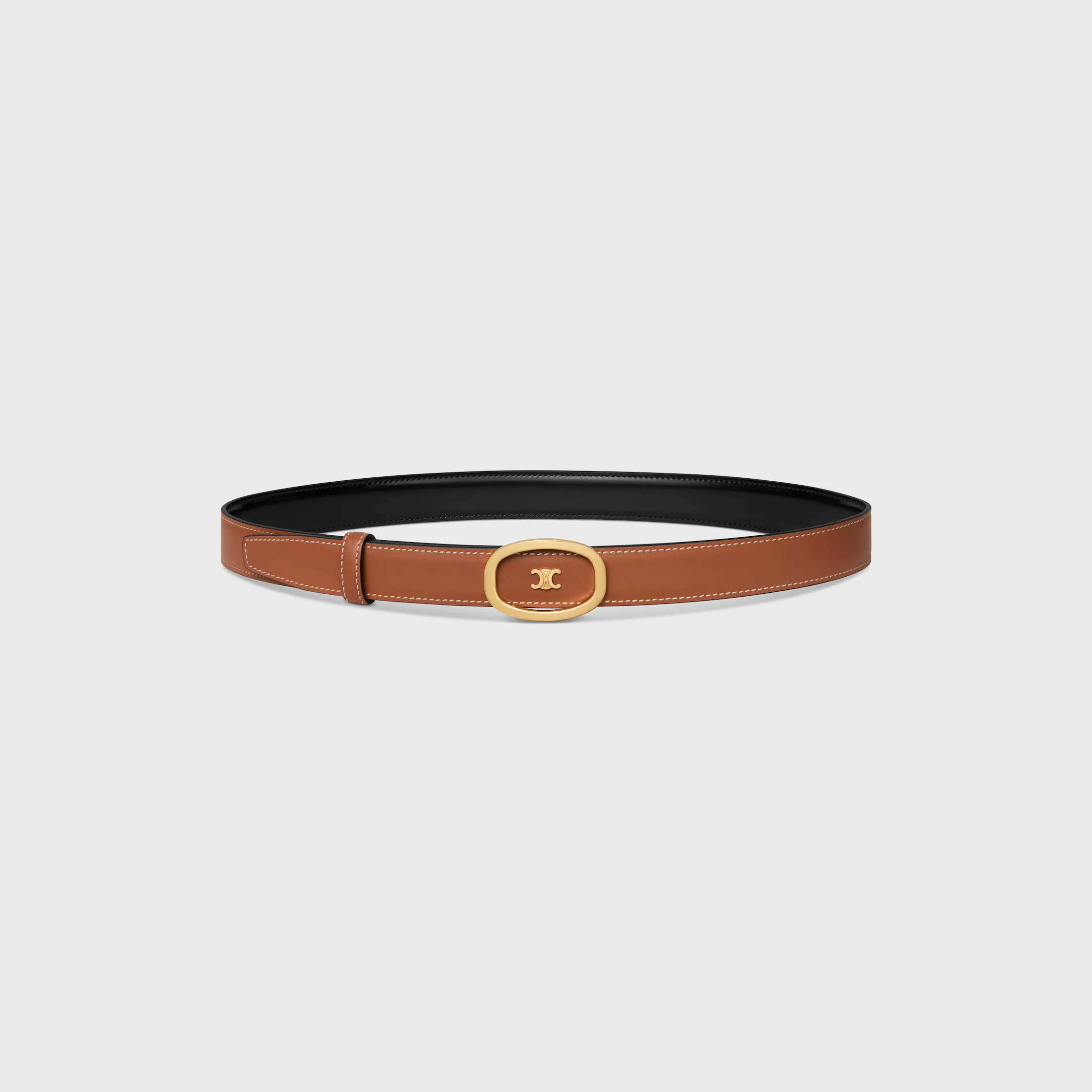 Medium 25 mm-vändbar Celine Alix-bälte i taurillon och naturkalvskinn