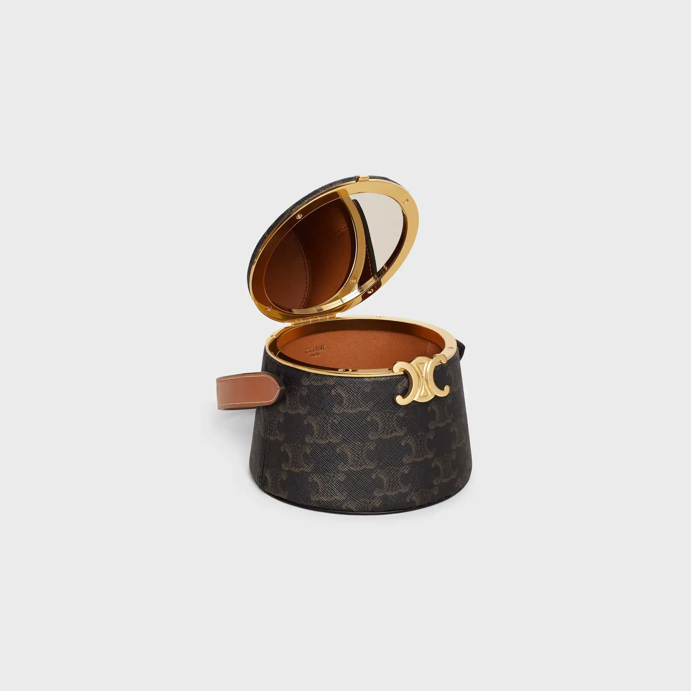 CELINE NINA MINAUDIERE i LAMBSKIN MED TRIOMPHE CANVAS-TRYCK OCH CALFSKIN