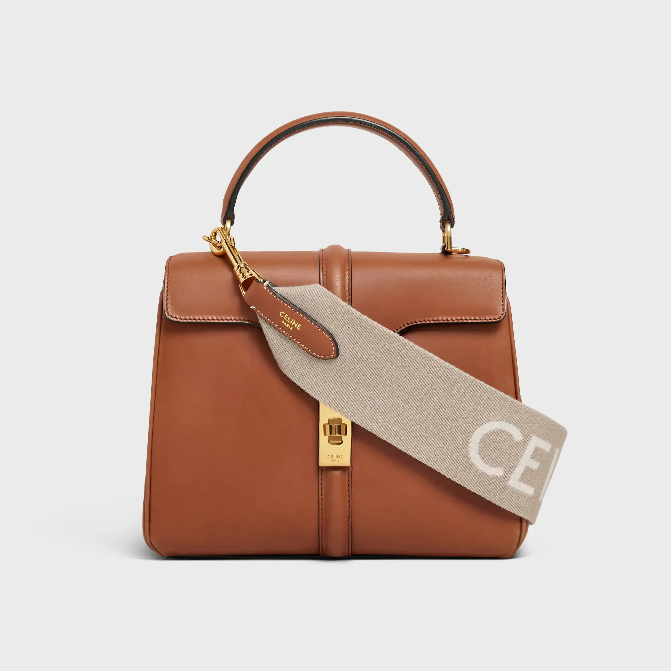 Kort rem i ull med Celine-jacquard med guldslip