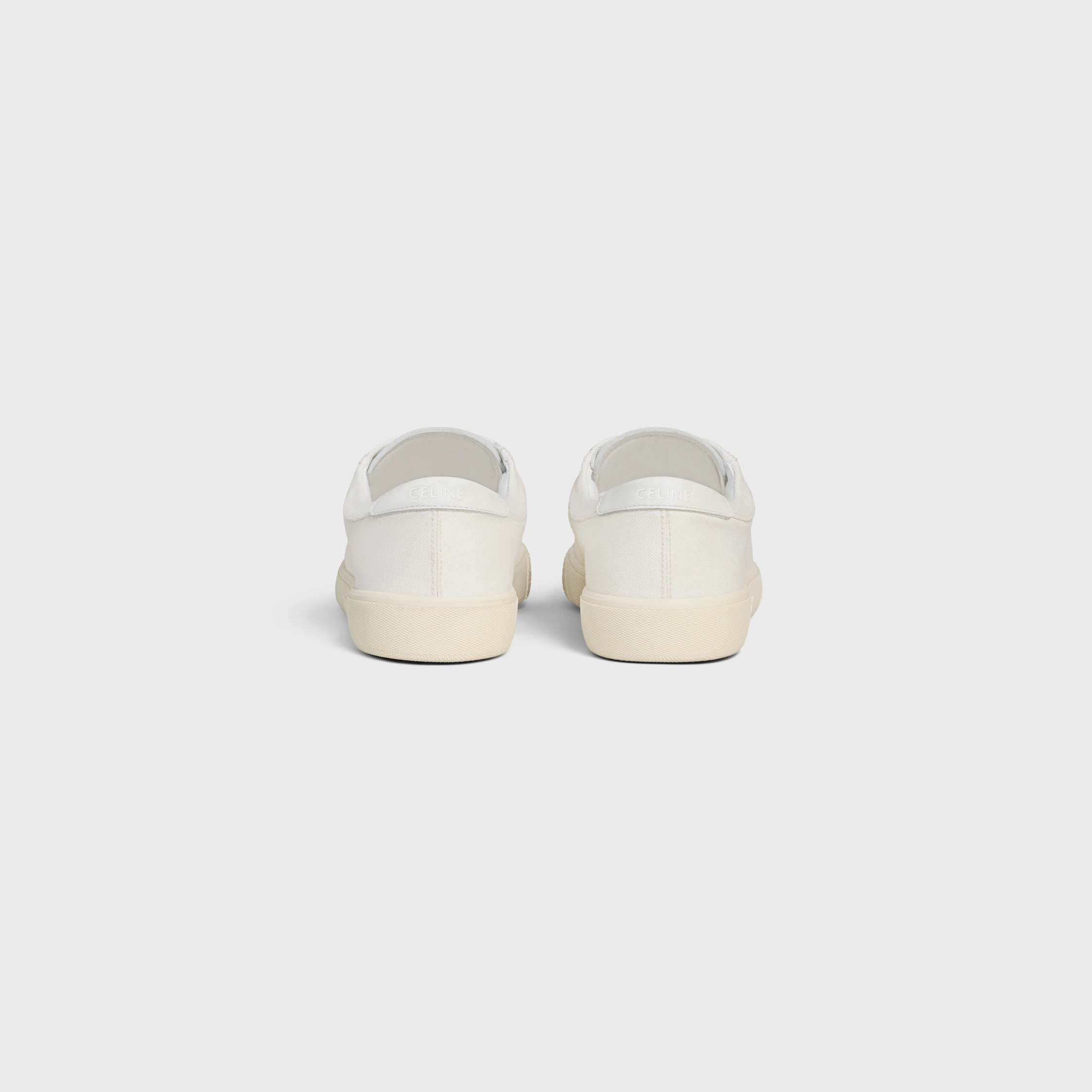 CELINE LOU LÅG LÄDDE SNEAKER MED TRIOMPHE I TYG OCH KALFSLÄDER