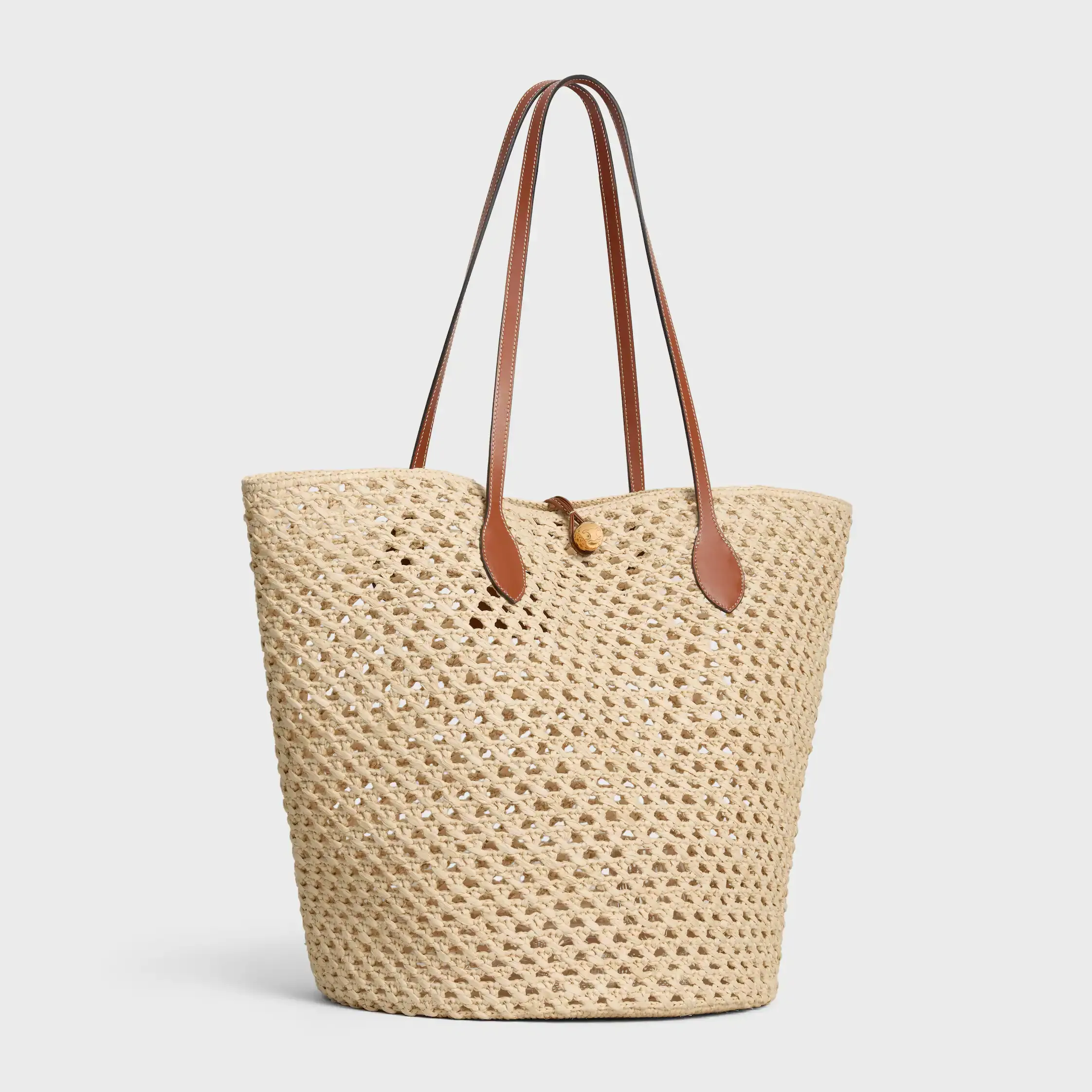 BUCKET TRIOMPHE BEADS BASKET I RAFIA OCH KALVSKIN