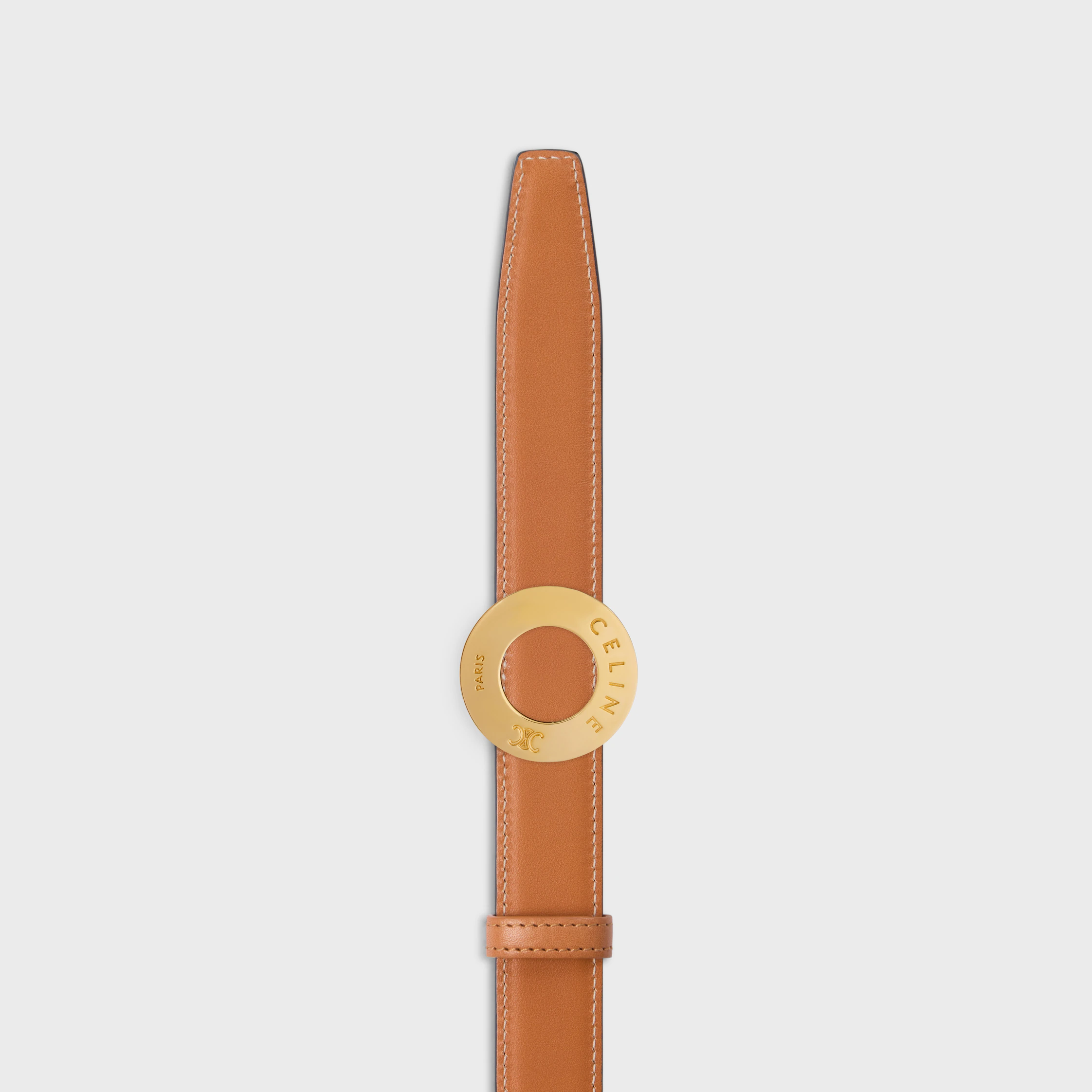 CELINE DISC BUCKLE 25 MM I METALL & VÄNDBAR STRÅP 25 MM I TAURILLON OCH NATURLIG KALVSKIN