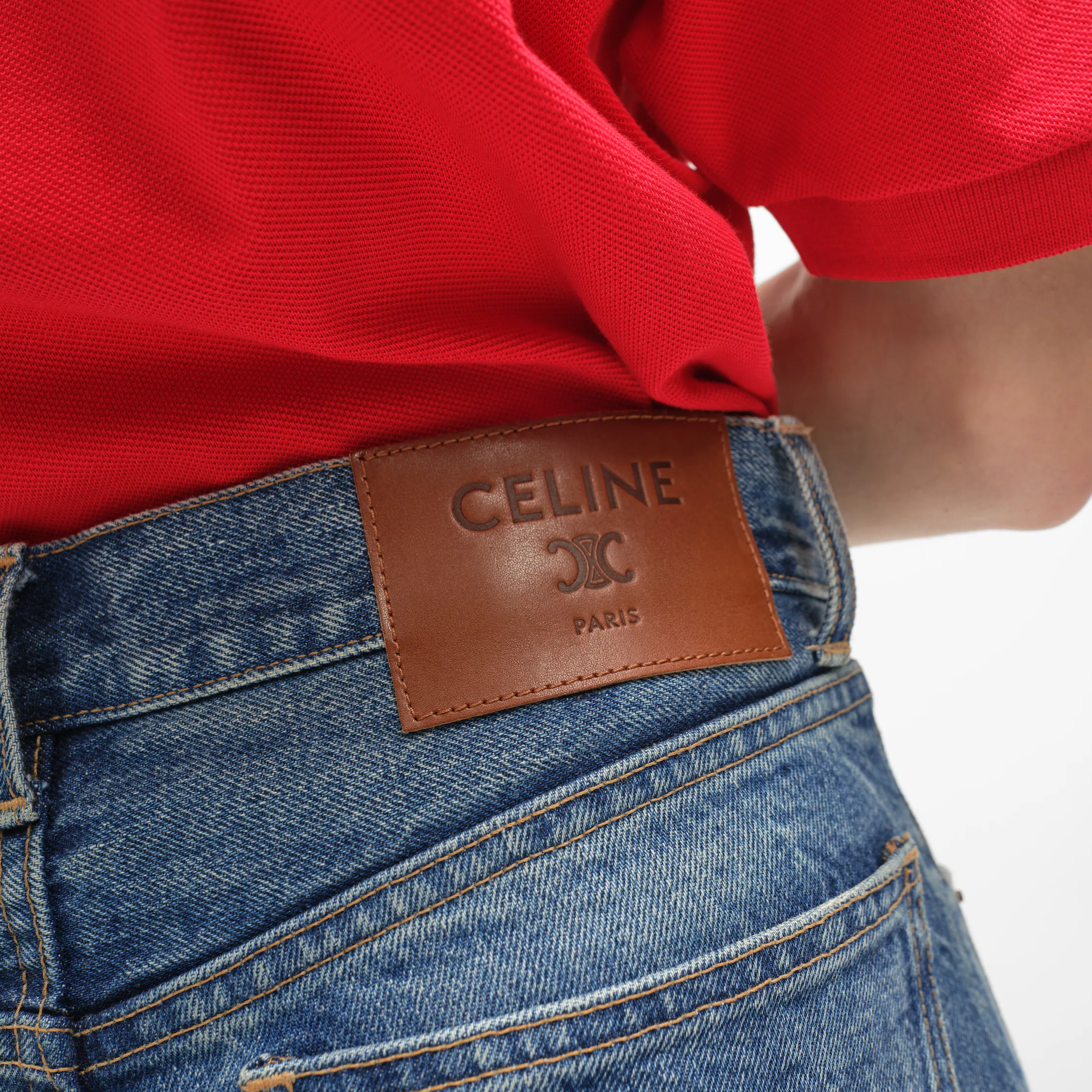kort jeans i bomullsdjung