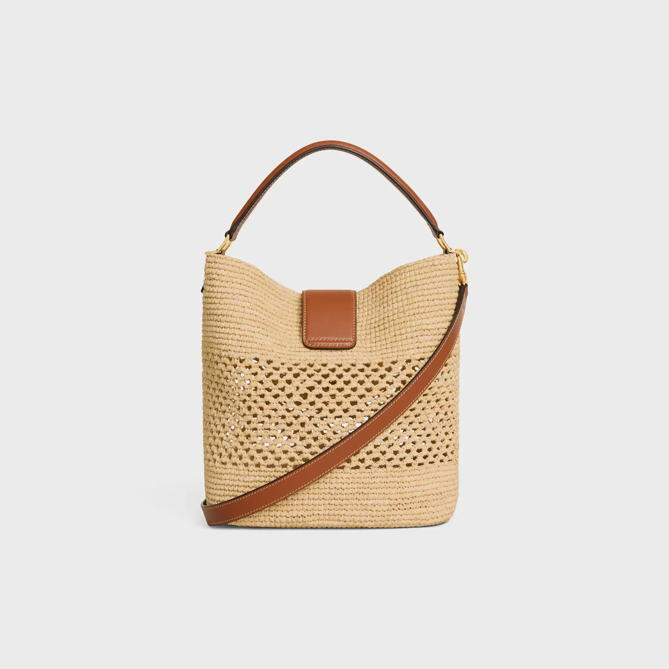 MEDELSTOR LOUISE BUCKET I RAFFIA OCH KALFSLÄDER